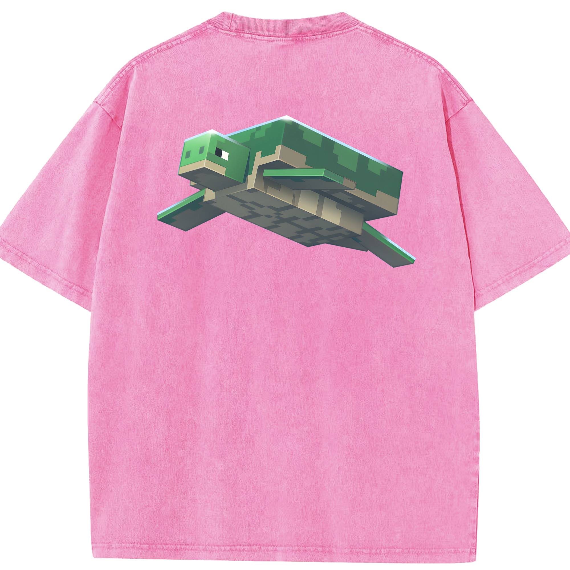 （画像用） マインクラフト ブロックの世界 Minecraft MC Block world 綿100% ヴィンテージ風 半袖Tシャツ（背面プリント）
